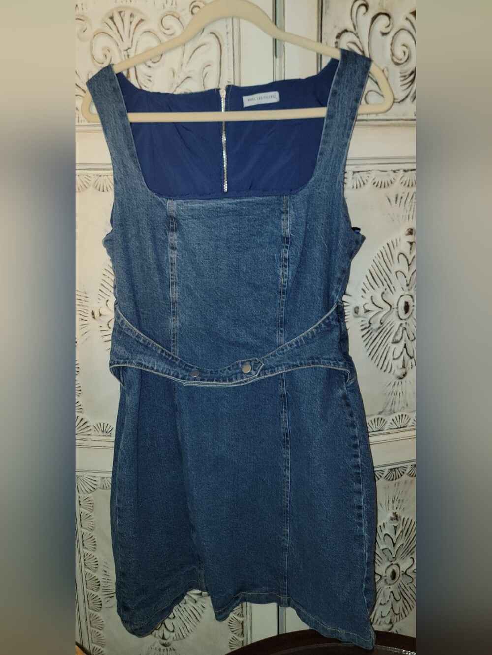 Avec Les Filles Harness Denim Body-Con Mini Dress - Size 12